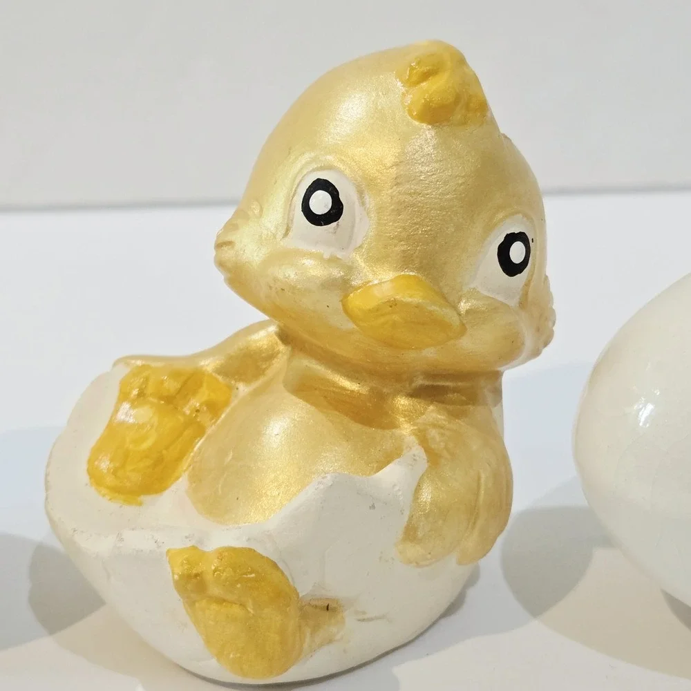 Vintage Figurines Hatching Yellow Chicks Chickens And Eggs
